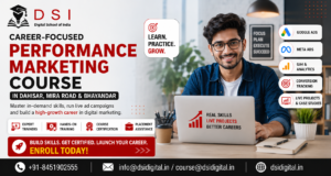 DSI – Digital School of India banner promoting a career-focused Performance Marketing Course in Dahisar, Mira Road, and Bhayandar with hands-on training and placement support.